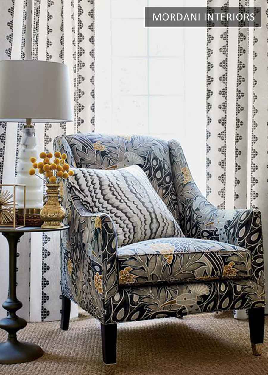 Grand Navy Lingo Printed Upholstery 